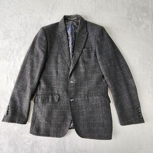 Gianni Feraud Tweed Blazer Mens Medium 40" Wool Blend Herringbone Hipster Jacket